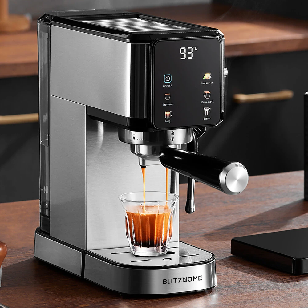 BlitzHome® CM5105 Espresso Coffee Machine & Novulife BG710T Coffee Grinder Set 20Bar Pressure Touch Screen 30 Grind Settings Home Barista Combo