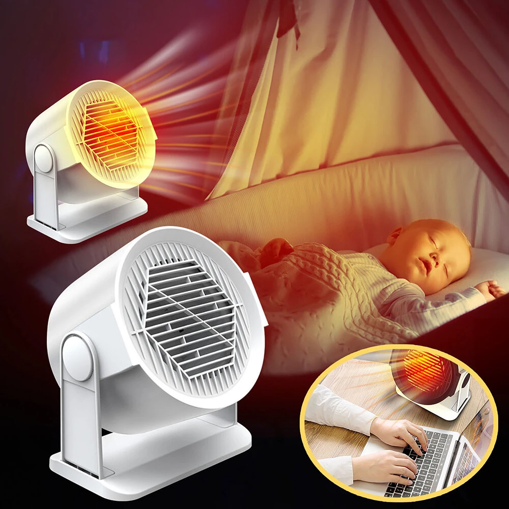 400W Portable Heater Fan Home Heater Heating Heater Shake Head Heater Household Small Electric Heater Desktop for Office Home