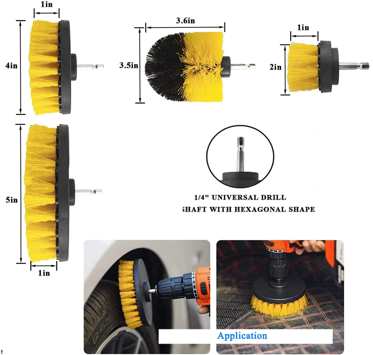 16PC/set Attachable Electric Drill Brushes for Cleaning Pool Tile Flooring Brick Ceramic Marble Grout Bathroom Car