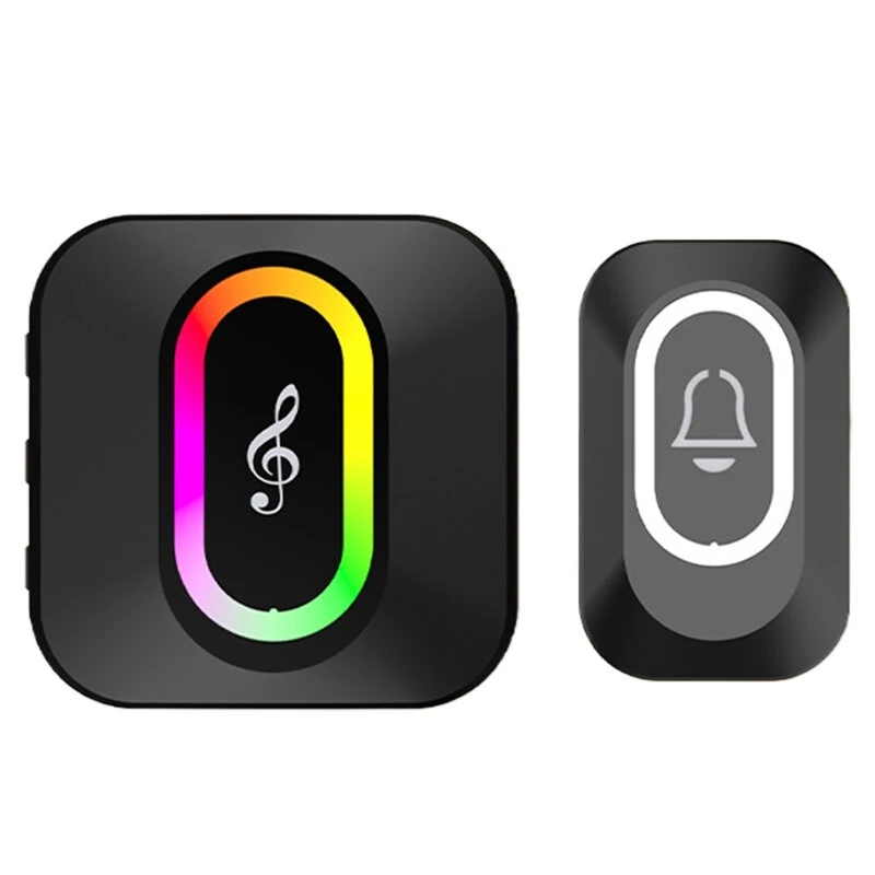 Intelligent Wireless Music Doorbell 50-100 Meters Range 38 Rings LED Lighting Silent Mode Adjustable Volume Call Alarm Waterproof Smart Home Door Bell