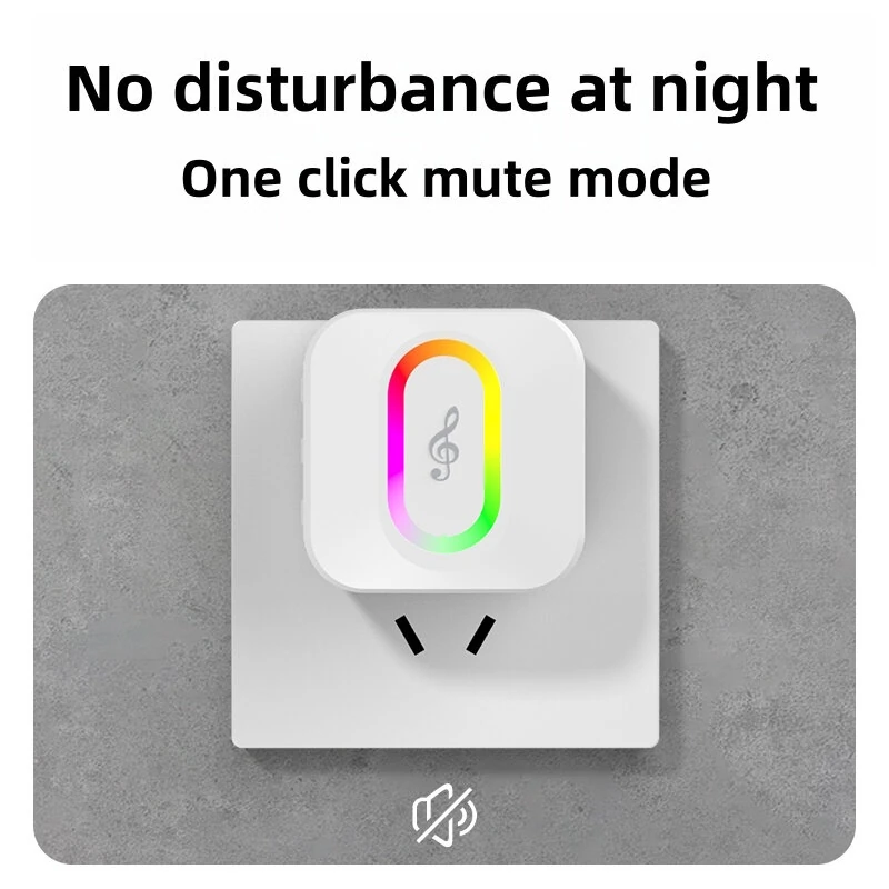 Intelligent Wireless Music Doorbell 50-100 Meters Range 38 Rings LED Lighting Silent Mode Adjustable Volume Call Alarm Waterproof Smart Home Door Bell