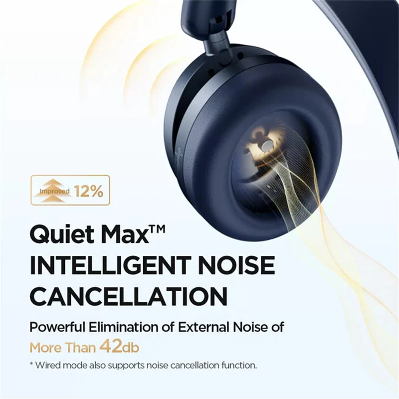 1MORE SonoFlow Pro HQ51 Wireless ANC Headphone bluetooth Headset QuietMax Intelligent Noise Cancelling AI Call Noise Reduction 40mm Diamond Dynamic Driver Hi-Res Audio Lossless 100H Battery Life Low Delay Gaming Headset Headphones