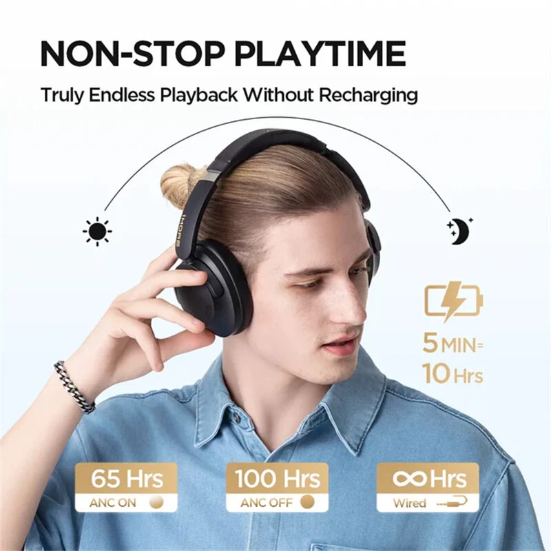 1MORE SonoFlow Pro HQ51 Wireless ANC Headphone bluetooth Headset QuietMax Intelligent Noise Cancelling AI Call Noise Reduction 40mm Diamond Dynamic Driver Hi-Res Audio Lossless 100H Battery Life Low Delay Gaming Headset Headphones