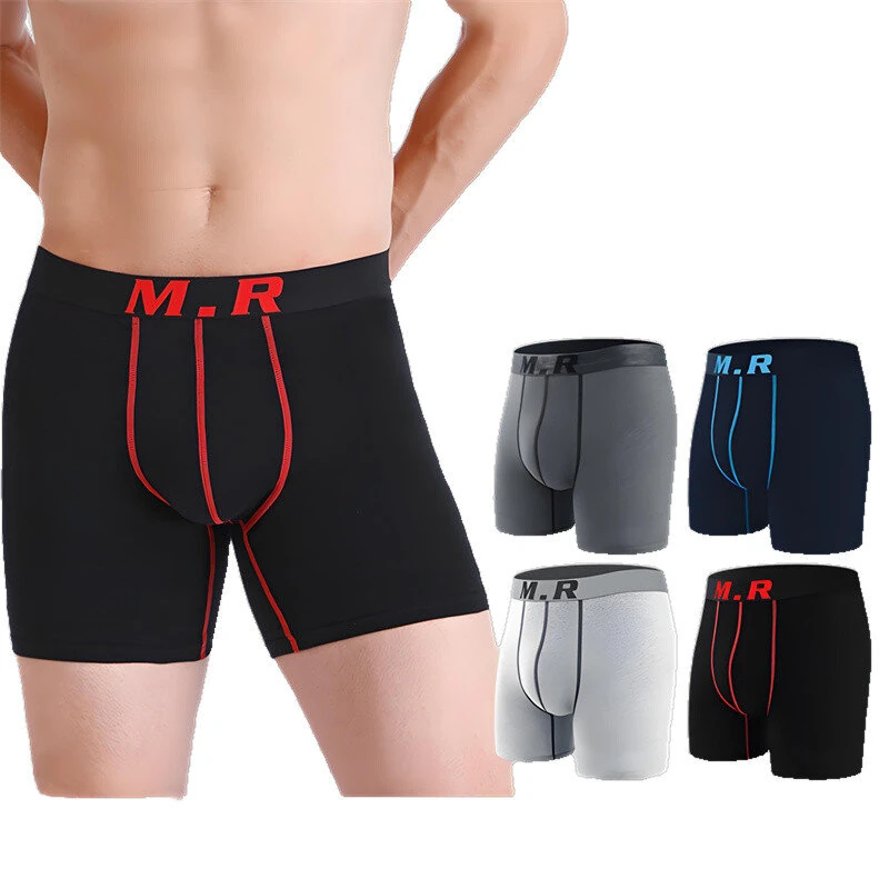 4pcs Cotton Comfy Long Style Men's Underwear Set Anti-wear Legs Comfortable Breathable Sports Boxer Briefs Set Underwear Not Easy To Strangle Underpants Set