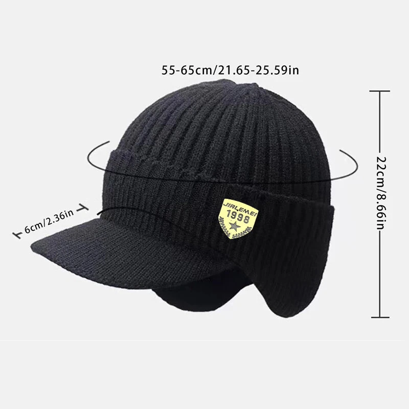 Collrown Men Winter Knitted Hat Outdoor Cycling Ear Protection Warmth Peaked Cap Riding Thick Earmuffs Beanie Hats