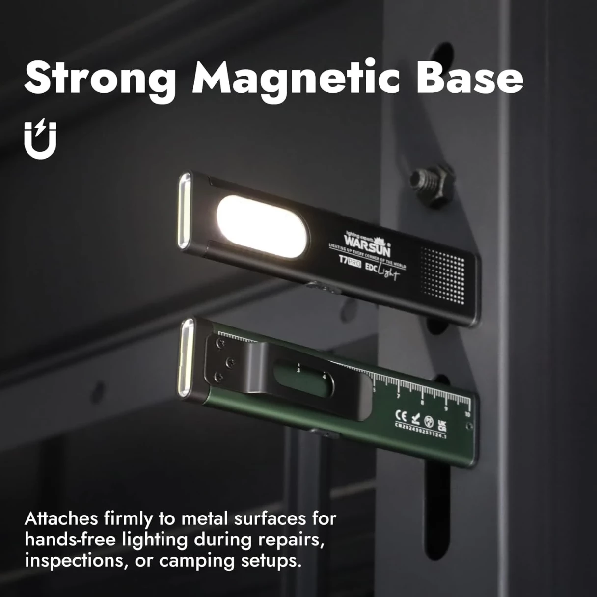 WARSUN T7 Pro 470LM Portable LED Flashlight With Ruler Outdoor Rechargeable Waterproof IP44 Magnetic Grip Multi-Function Work Light