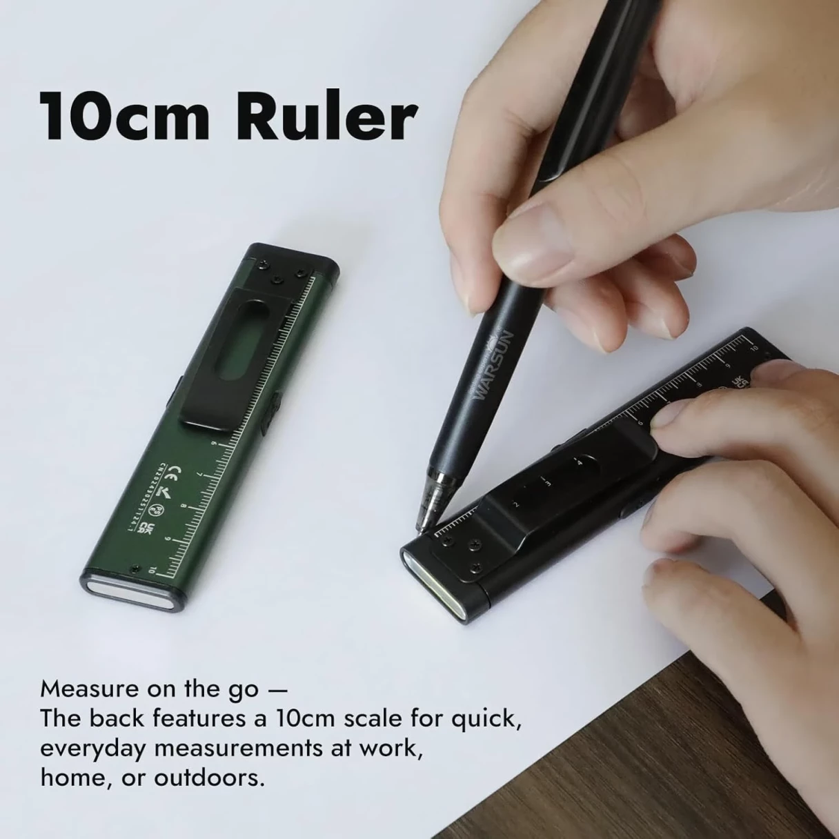 WARSUN T7 Pro 470LM Portable LED Flashlight With Ruler Outdoor Rechargeable Waterproof IP44 Magnetic Grip Multi-Function Work Light