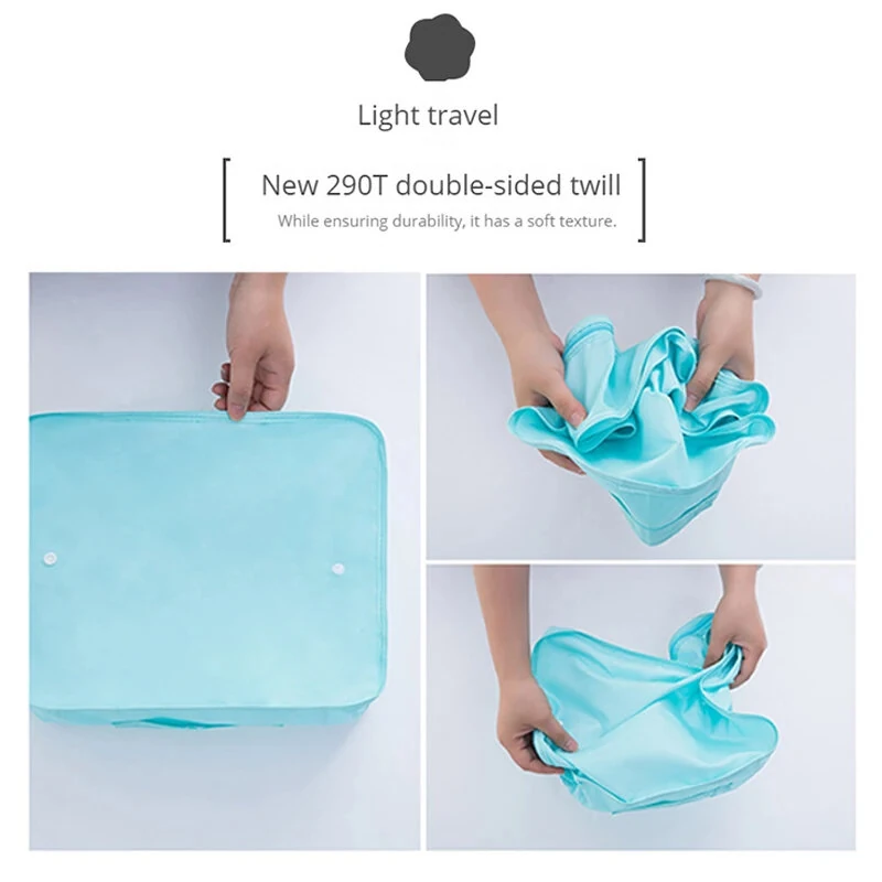 290T 7-Piece Waterproof Travel Storage Bag For Clothing Storage Luggage Foldable Clothes Shoes Underwear Portable Storage Bag Dustproof Luggage Bag