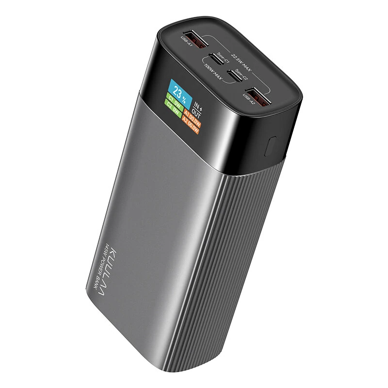 KUULAA KL-YD73 145W 148Wh 40000mAh Power Bank with TFT Digital Display External Battery Power Supply with 2 Inputs & 4 Outputs Support PD QC AFC SCP Fast Charging for iPhone 17 17 Pro 16 Pro Max 15 14 13 for Xiaomi 17pro for Samsung Galaxy S25 Ultra