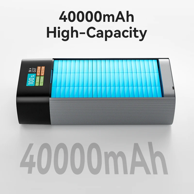 KUULAA KL-YD73 145W 148Wh 40000mAh Power Bank with TFT Digital Display External Battery Power Supply with 2 Inputs & 4 Outputs Support PD QC AFC SCP Fast Charging for iPhone 17 17 Pro 16 Pro Max 15 14 13 for Xiaomi 17pro for Samsung Galaxy S25 Ultra