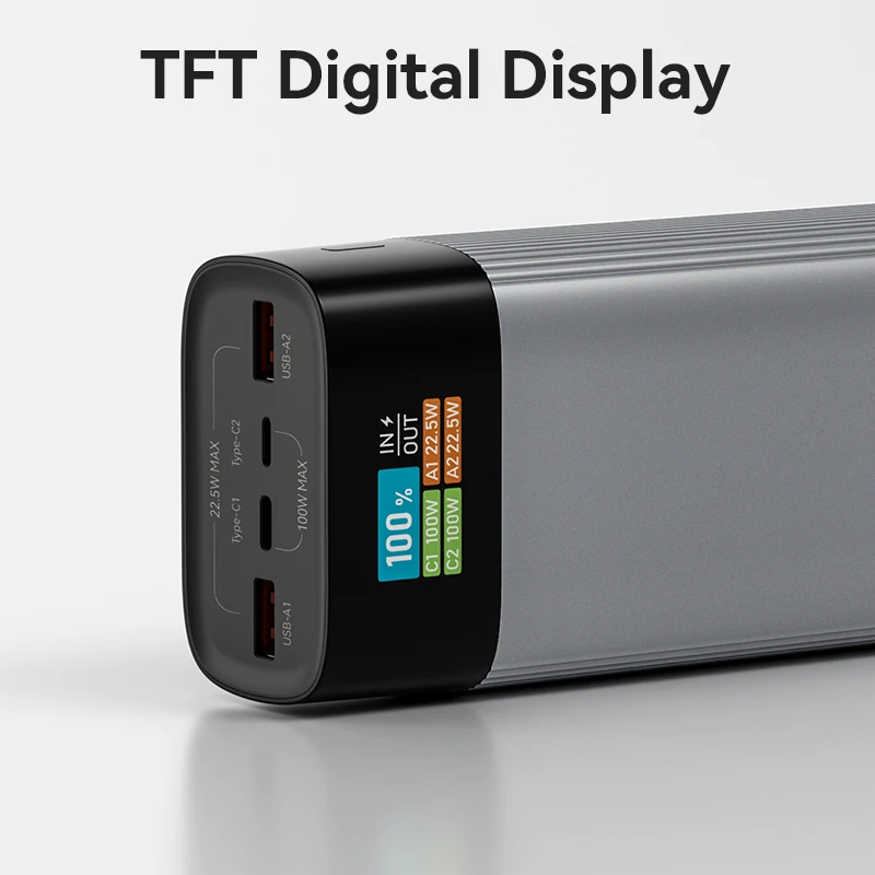 KUULAA KL-YD73 145W 148Wh 40000mAh Power Bank with TFT Digital Display External Battery Power Supply with 2 Inputs & 4 Outputs Support PD QC AFC SCP Fast Charging for iPhone 17 17 Pro 16 Pro Max 15 14 13 for Xiaomi 17pro for Samsung Galaxy S25 Ultra
