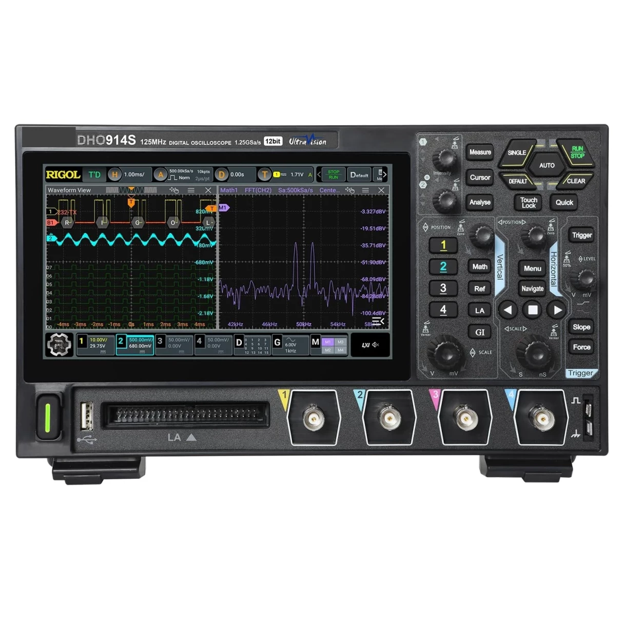 DHO914S Digital Oscilloscope 125MHz Frequency Band 4 Analog Channels 12-bit Vertical Resolution 1.25 GSa/s Sample Rate with Built-in Signal Generator and Advanced Display Features
