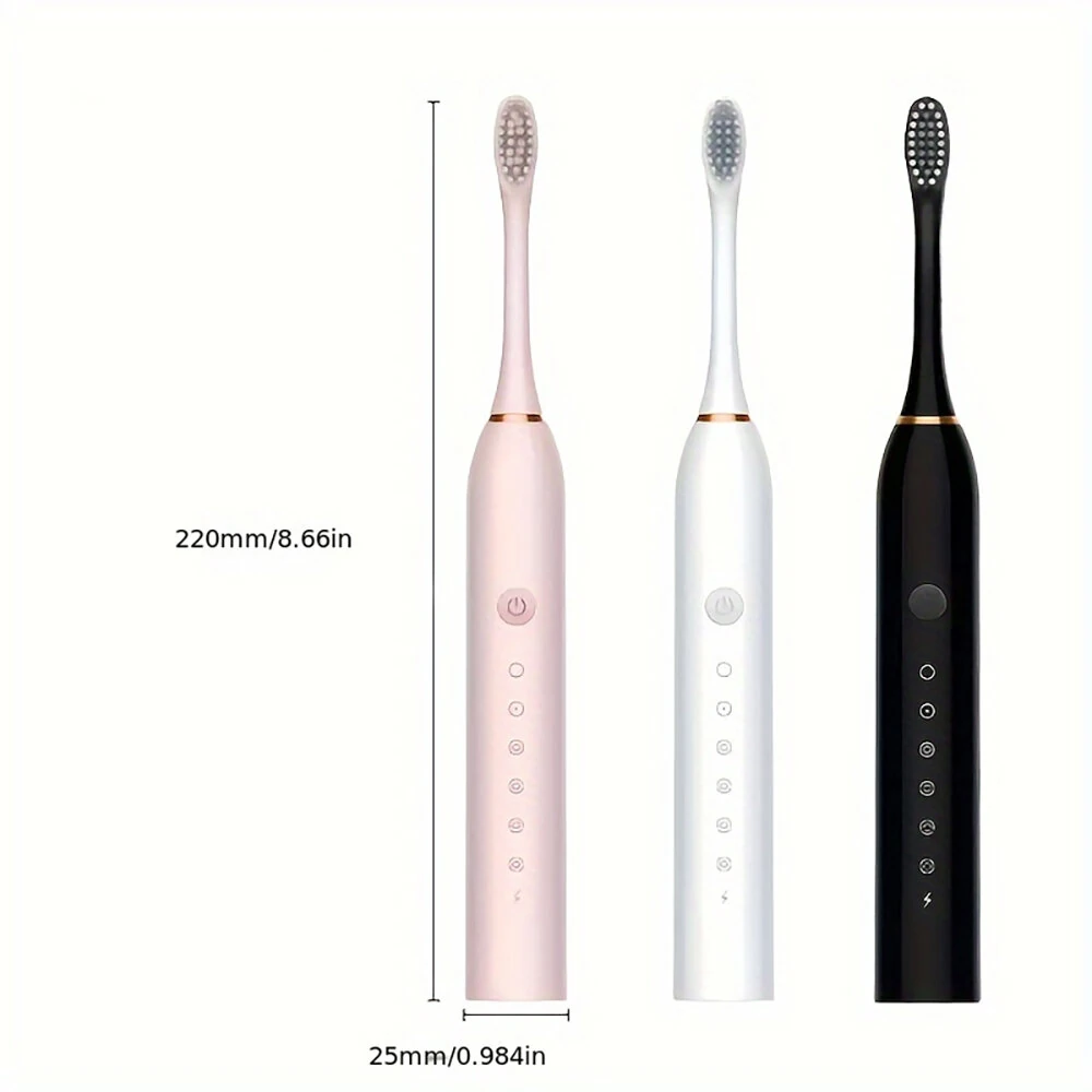 Ultrasonic Electric Toothbrush USB Charging Toothbrush for Adults Children Soft Bristles Portable Waterproof Brush Kit with 4 Brush Heads