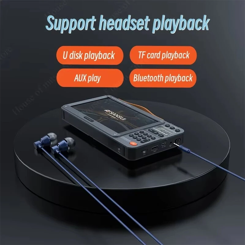 SANSUI F51 7-inch Display Retro FM Radio Wireless Speaker 3-inch Internal Magnetic Speaker Support U Disk TF Card Playback FM MM SW Radios Music Video Player E-book Reading