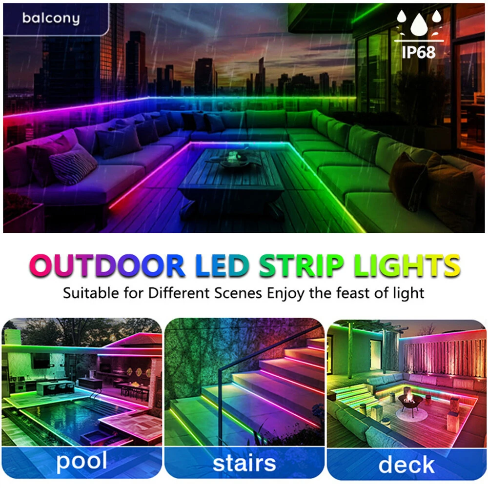 Elfeland 5/10/15m RGBIC Neon LED Strip Light Music Sync DIY Flexible Waterproof IP68 Neon Rope Light for Indoor Outdoor Decor Lighting