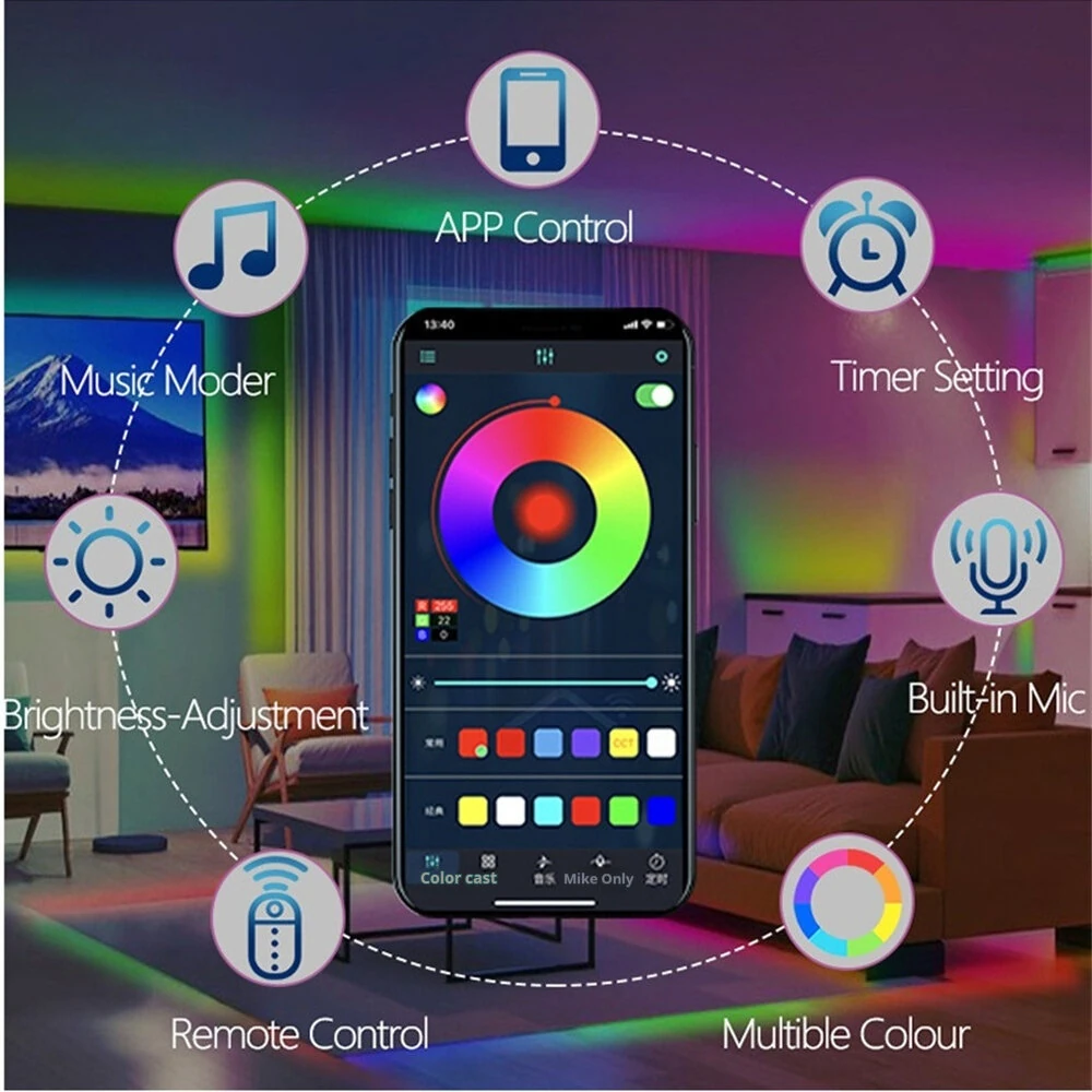 Elfeland 5/10/15m RGBIC Neon LED Strip Light Music Sync DIY Flexible Waterproof IP68 Neon Rope Light for Indoor Outdoor Decor Lighting