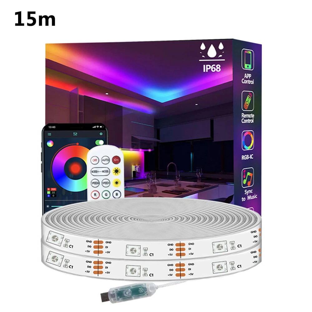 Elfeland 5/10/15m RGBIC Neon LED Strip Light Music Sync DIY Flexible Waterproof IP68 Neon Rope Light for Indoor Outdoor Decor Lighting