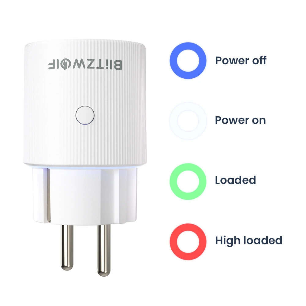 BlitzWolf® BW-SHP16 16A 3500W WiFi Smart Plug Socket with RGB Lighting Energy Monitoring Power Failure Memory App & Voice Control Family Sharing Timer Function Works With Amazon Alexa Google Home