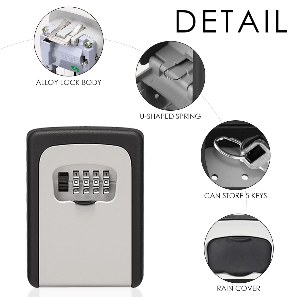 Wall Mounted Key Box Key Safe Key Cabinet for Outdoor Use with Key Storage Safe Waterproof Box with Key Lock for Home Garage