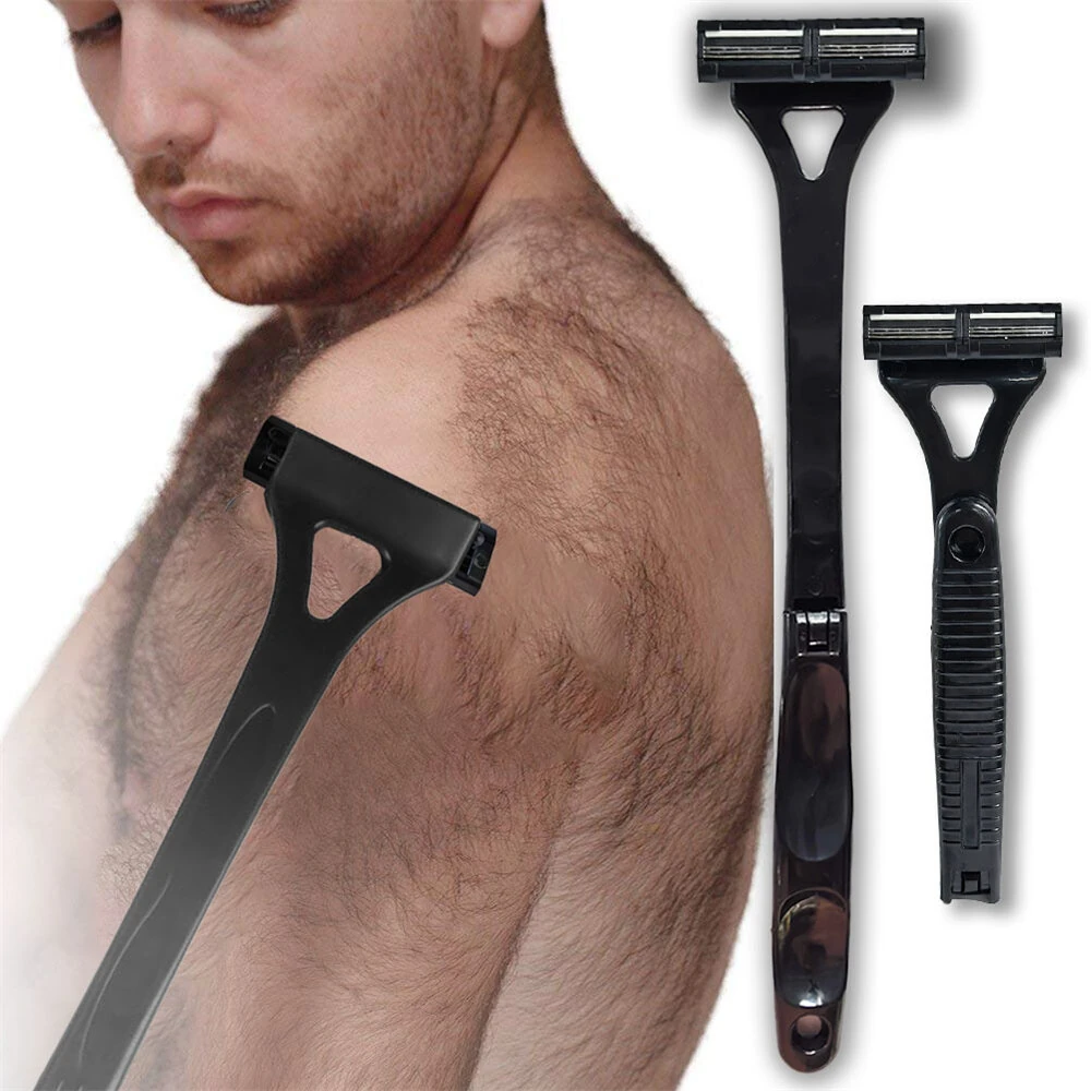 Adjustable Foldable Long Handle Triple-blade Back Hair Shaver Ergonomic Design Waterproof Easy to Use Razor Whole Body Hair Removal