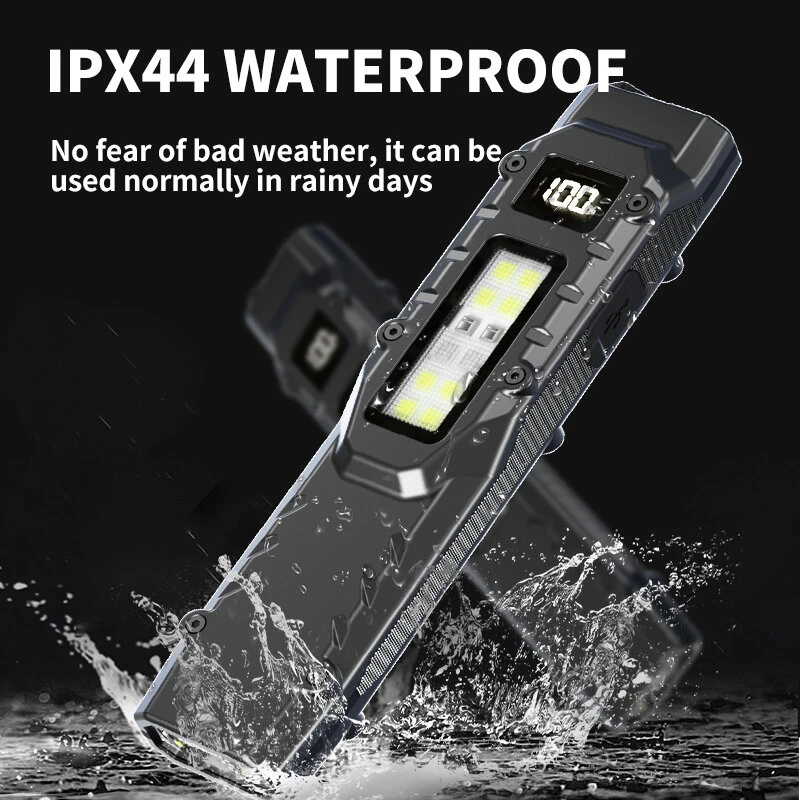 Bikight DT007 1200LM Portable Tactical Flashlight With Side Floodlight Double Tail Swich Ultra Bright Mini LED Torch Rechargeable Outdoor Hiking Camping Fishing Lamp