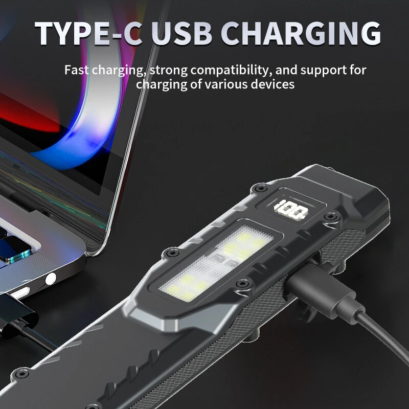 Bikight DT007 1200LM Portable Tactical Flashlight With Side Floodlight Double Tail Swich Ultra Bright Mini LED Torch Rechargeable Outdoor Hiking Camping Fishing Lamp