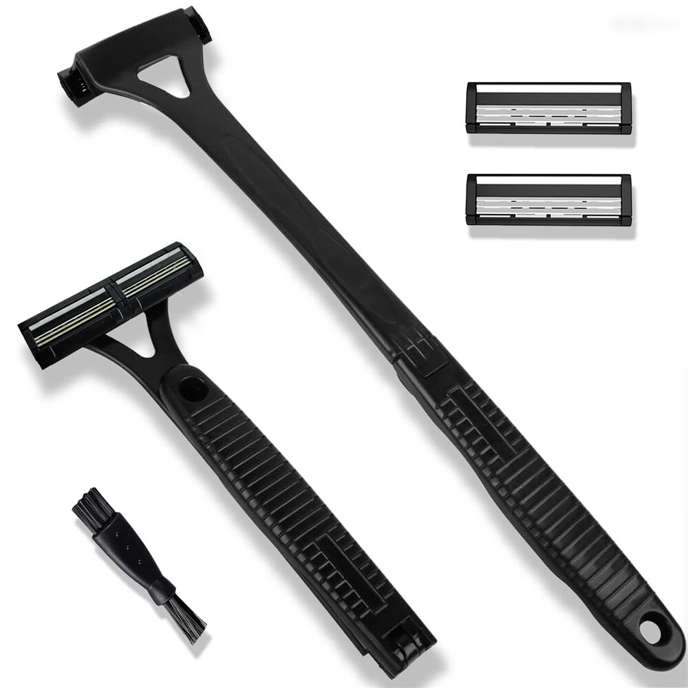 Adjustable Foldable Long Handle Triple-blade Back Hair Shaver Ergonomic Design Waterproof Easy to Use Razor Whole Body Hair Removal