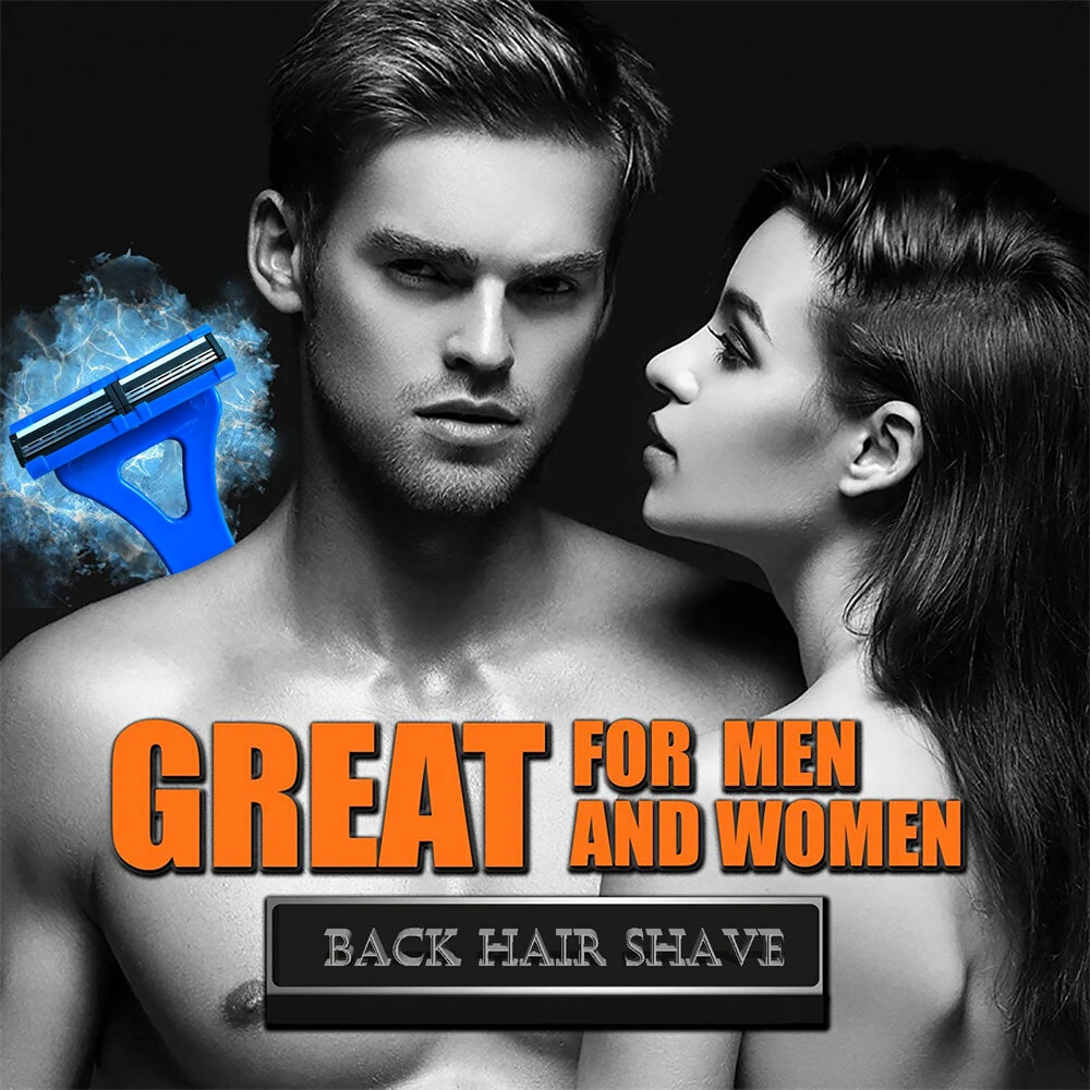 Adjustable Foldable Long Handle Triple-blade Back Hair Shaver Ergonomic Design Waterproof Easy to Use Razor Whole Body Hair Removal