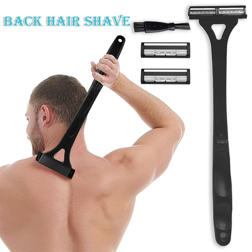 Adjustable Foldable Long Handle Triple-blade Back Hair Shaver Ergonomic Design Waterproof Easy to Use Razor Whole Body Hair Removal