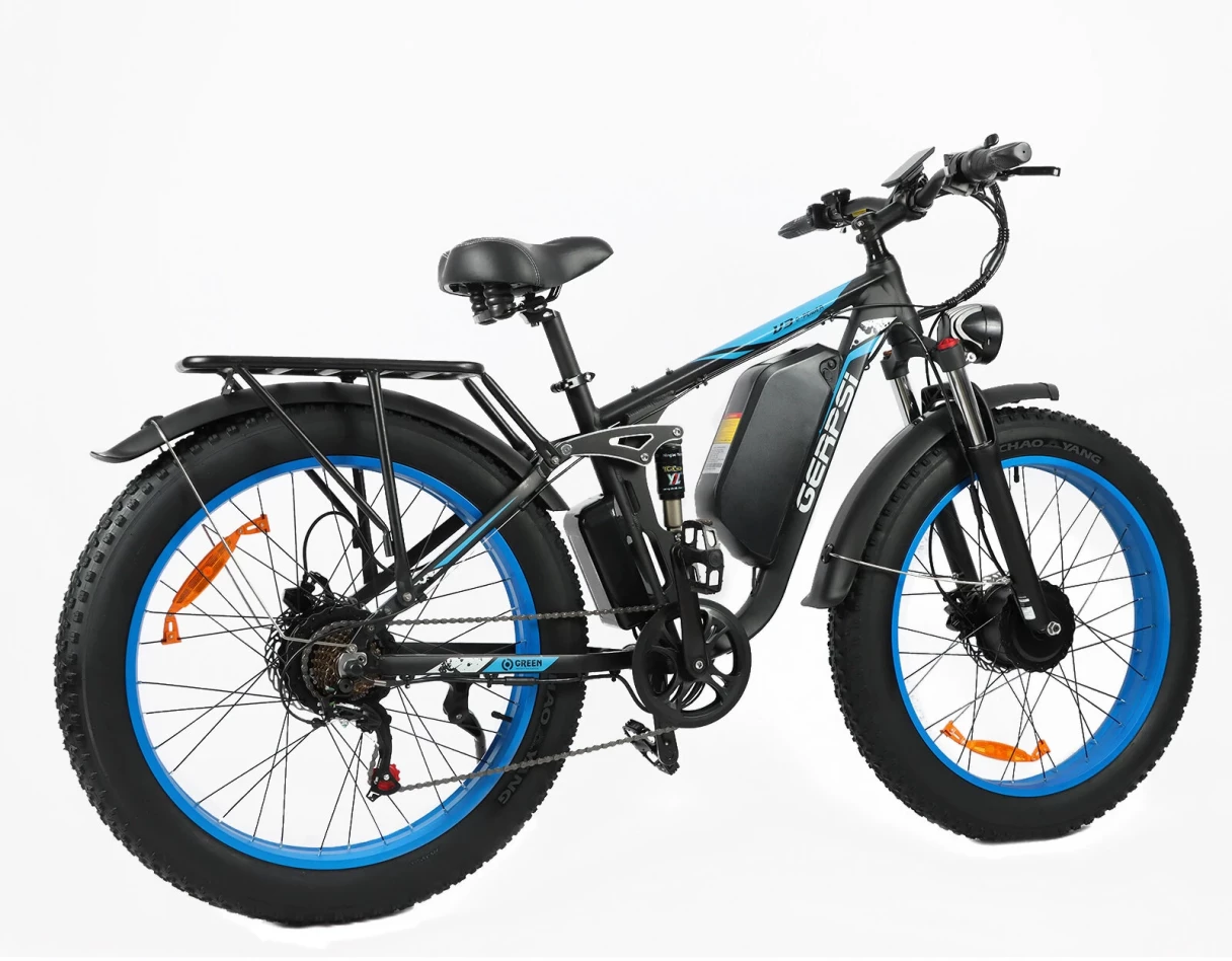 [EU Direct] GERPSI DP2603 Electric Bike 52V 32AH Battery 1500W*2 Dual Motors Recommended Top Speed 25KM/H Single-shoulder Shock Absorber 26inch Tires 95-100KM Max Mileage 150KG Max Load Electric Bicycle