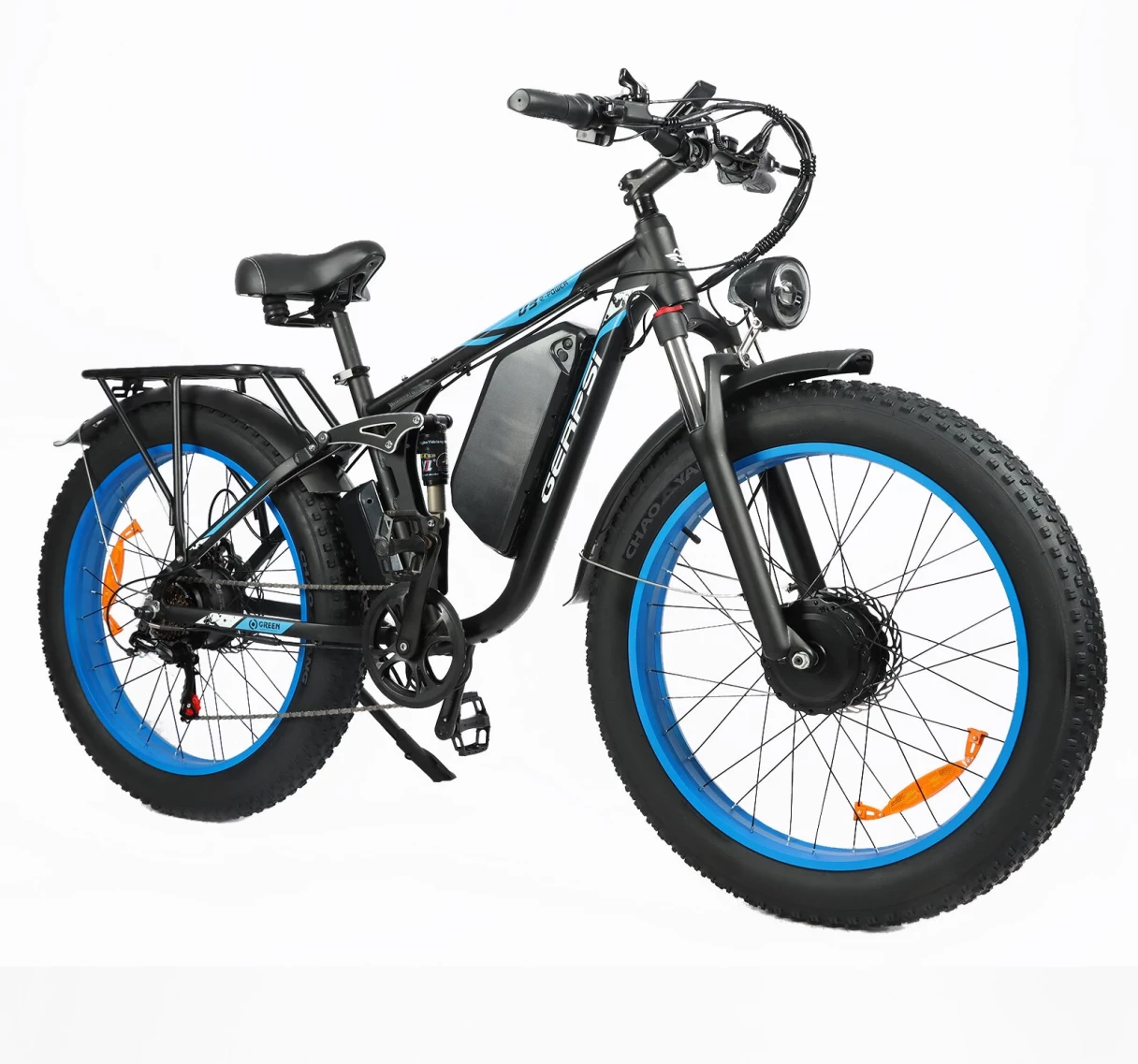 [EU Direct] GERPSI DP2603 Electric Bike 52V 32AH Battery 1500W*2 Dual Motors Recommended Top Speed 25KM/H Single-shoulder Shock Absorber 26inch Tires 95-100KM Max Mileage 150KG Max Load Electric Bicycle