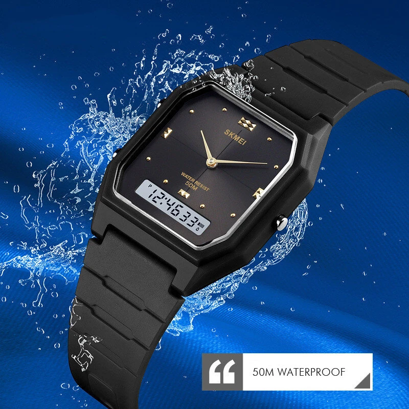 SKMEI Fashion Men Digital Watches Outdoor Multifunctional Watch Sports Waterproof Dual Display 3 Time Electronic Watch