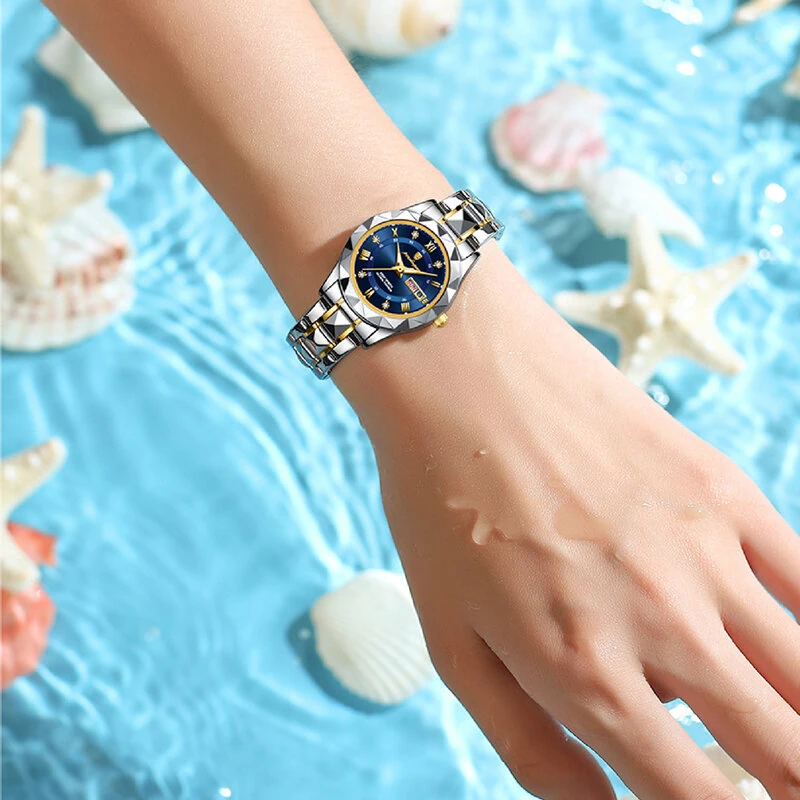 POEDAGAR Women Luxury Watch Luminous Waterproof Quartz Watch Analog Calendar Business Wrist Watch Date Watch Stainless Steel Ladies Wristwatch