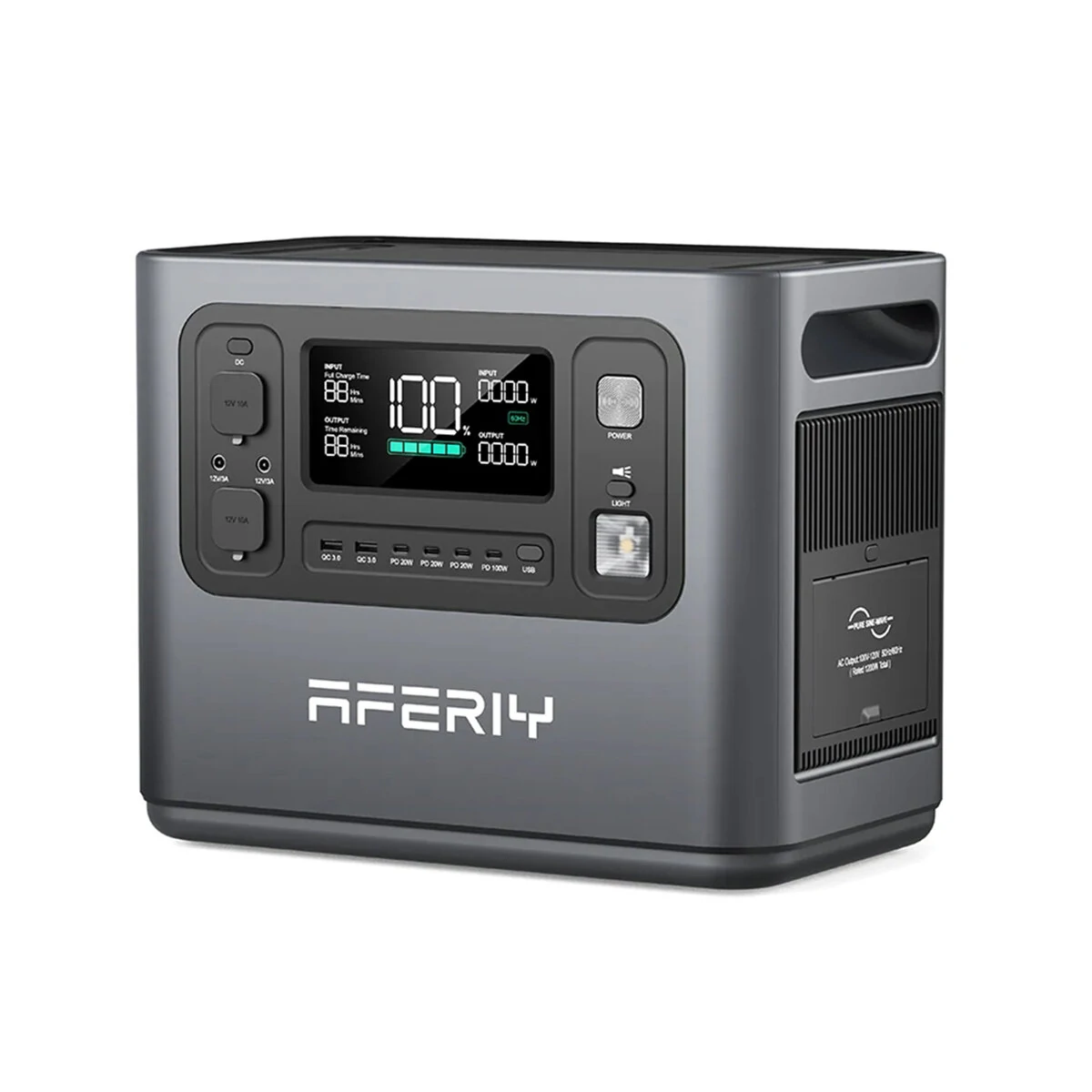 [EU Direct] Aferiy P110-E 1200W 1008Wh Portable Power Station LiFePO4 Solar Power Generator /APP Control UPS Pure Sine Wave 14 Outputs, Fully Recharge in 1.5 Hours with LED Light for Outdoor Camping Home Emergency Backup Power