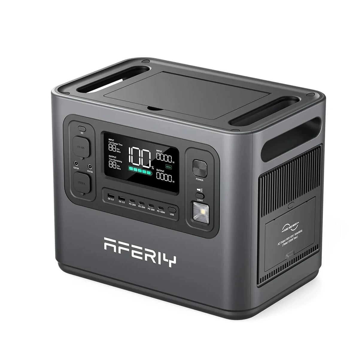 [EU Direct] Aferiy P110-E 1200W 1008Wh Portable Power Station LiFePO4 Solar Power Generator /APP Control UPS Pure Sine Wave 14 Outputs, Fully Recharge in 1.5 Hours with LED Light for Outdoor Camping Home Emergency Backup Power