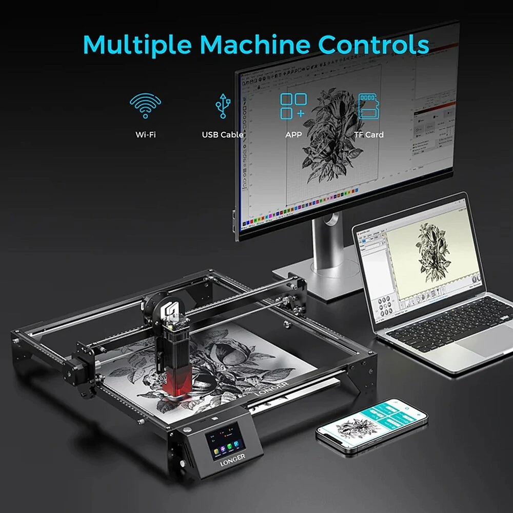 [EU/US/BR Direct] LONGER RAY5 10W Laser Engraver 0.06x0.06mm Laser Spot Air Assist Touch Screen Offline Carving 32-Bit Chipset WiFi Connection Working Area 400x400mm