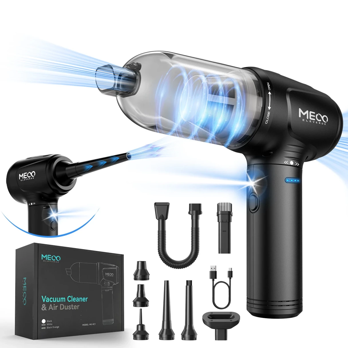 MEVC1 4 IN 1 Air Duster  & Vacuum Max 16KPA &110000RPM Strong Suction Power