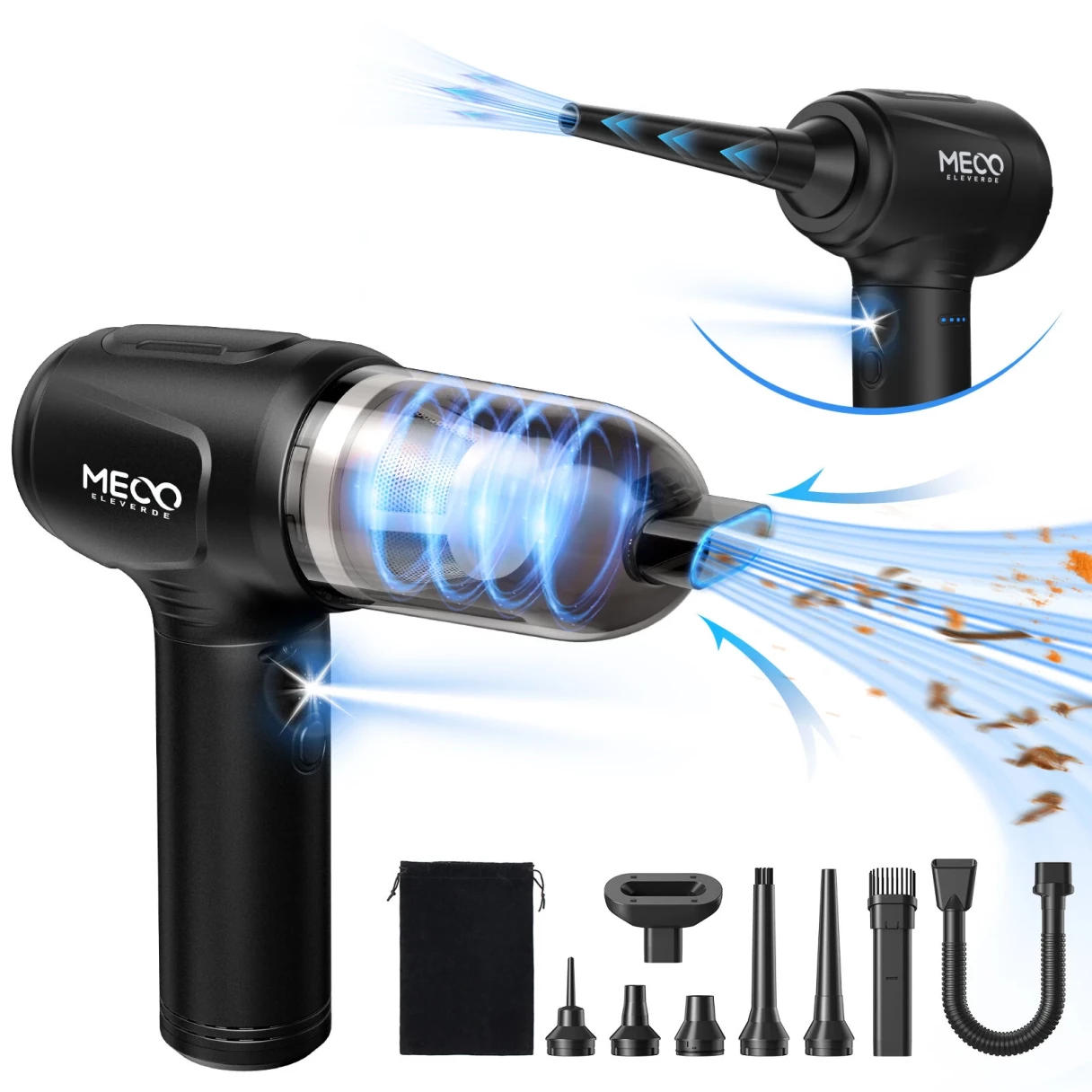 MEVC1 4 IN 1 Air Duster  & Vacuum Max 16KPA &110000RPM Strong Suction Power