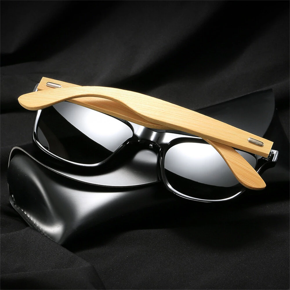 Fashion Bamboo Wood Vintage Square Sunglasses for Men Women Wooden Driving Fishing UV400 Sports Sun Glasses