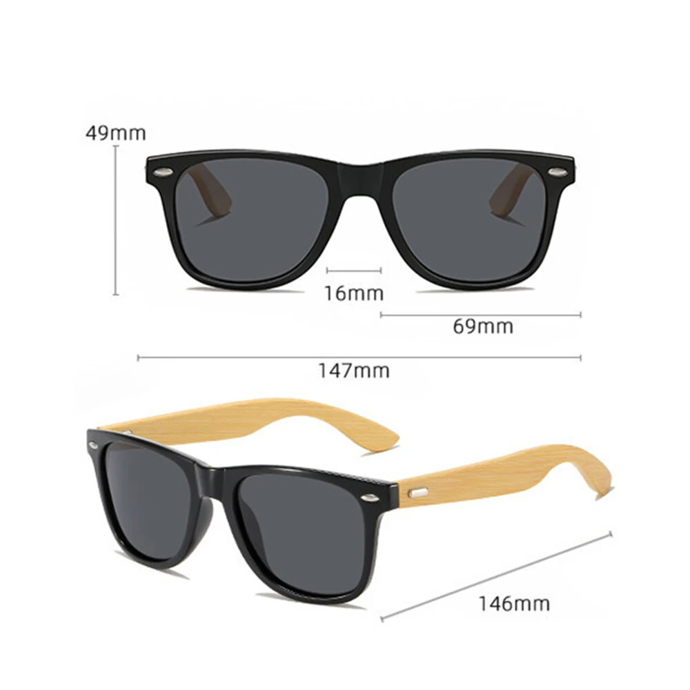 Fashion Bamboo Wood Vintage Square Sunglasses for Men Women Wooden Driving Fishing UV400 Sports Sun Glasses