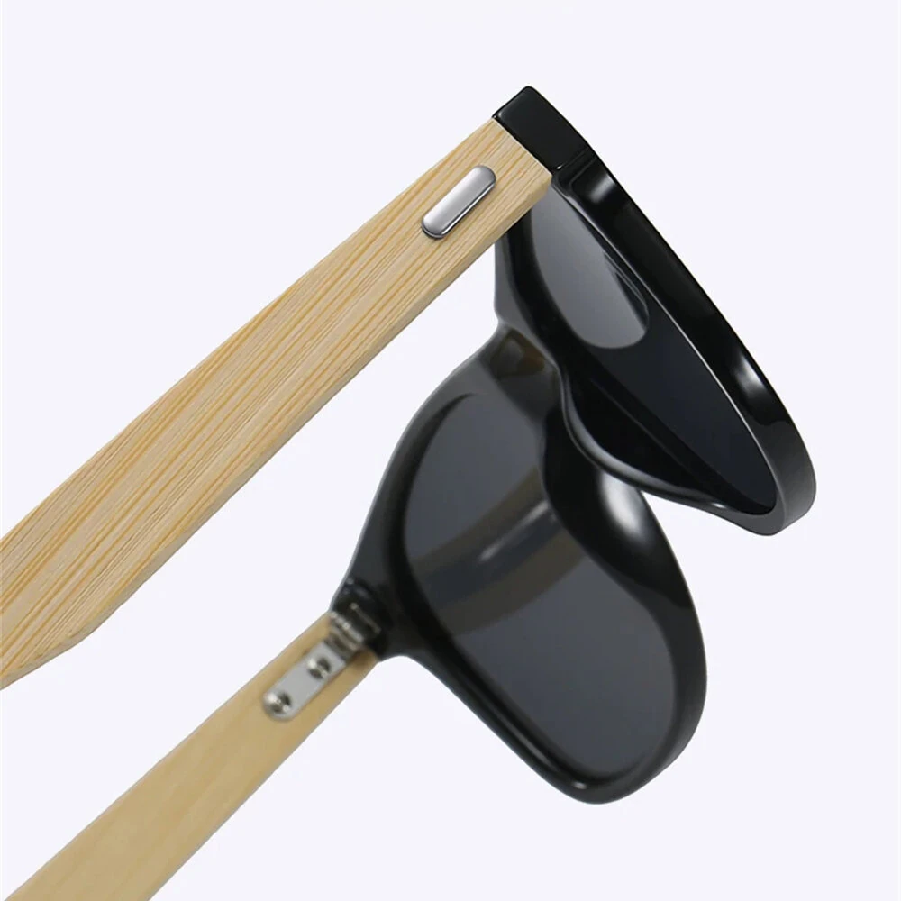 Fashion Bamboo Wood Vintage Square Sunglasses for Men Women Wooden Driving Fishing UV400 Sports Sun Glasses