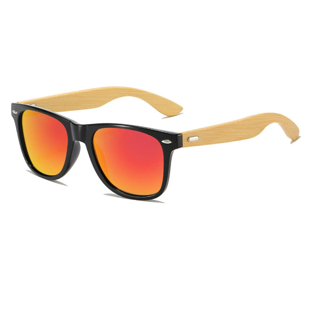 Fashion Bamboo Wood Vintage Square Sunglasses for Men Women Wooden Driving Fishing UV400 Sports Sun Glasses