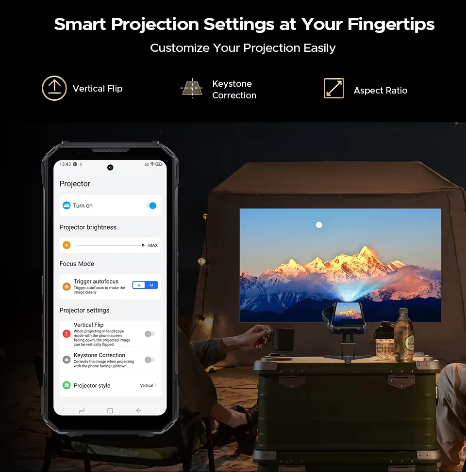 DOOGEE V Max Play 5G AI VIP Edition Built-in Projector 20500mAh 36GB 512GB 200MP Triple Camera Night Vision 6.78 inch 120Hz Loud Speaker Dual Camping Lights Android 15 Dimensity 7300 NFC IP68 IP69K Waterproof Rugged Smartphone