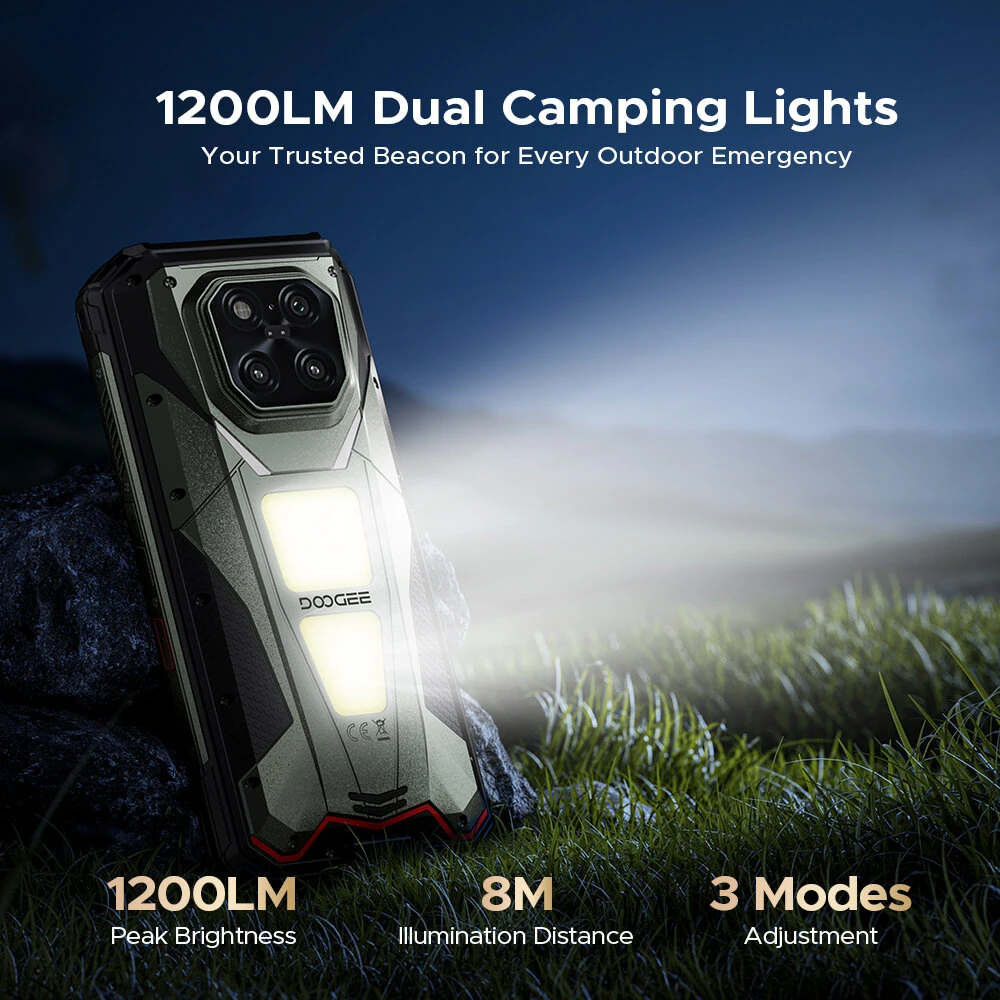 DOOGEE V Max Play 5G AI VIP Edition Built-in Projector 20500mAh 36GB 512GB 200MP Triple Camera Night Vision 6.78 inch 120Hz Loud Speaker Dual Camping Lights Android 15 Dimensity 7300 NFC IP68 IP69K Waterproof Rugged Smartphone