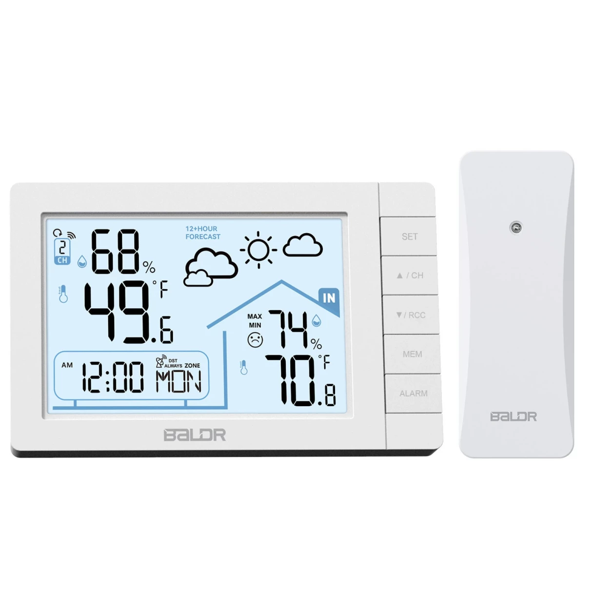 BALDR Weather Station Digital Thermometer Hygrometer Clock Small Weather Station Electronic Thermometer And Hygrometer With Temperature Humidity Time And Week Function