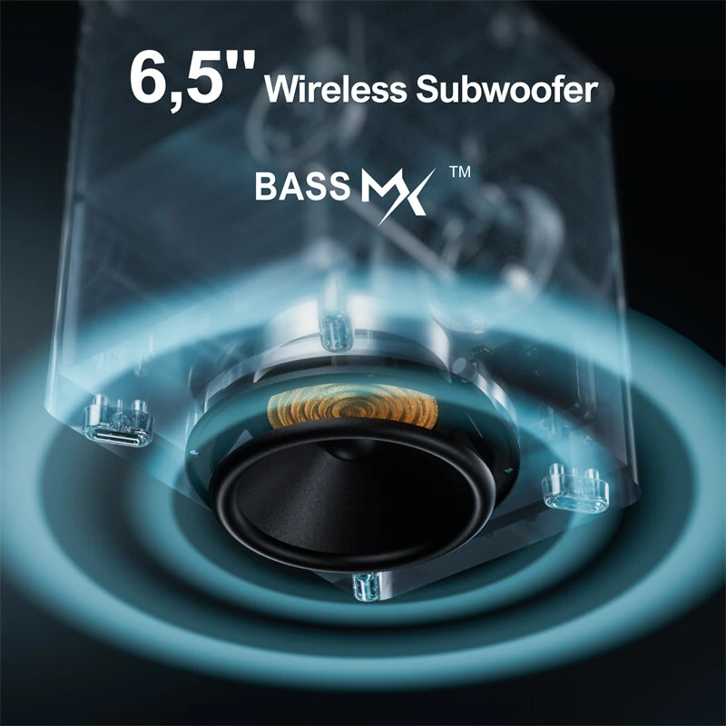 Ultimea Poseidon D70 410W 7.1CH Soundbar Virtual Surround Sound System with Smart APP Control 4 Wired Surround Speakers and 6.5" Wireless Subwoofer 121 Preset EQ Matrices BassMX SurroundX Home Theater SurroundX Soundbar Subwoofer