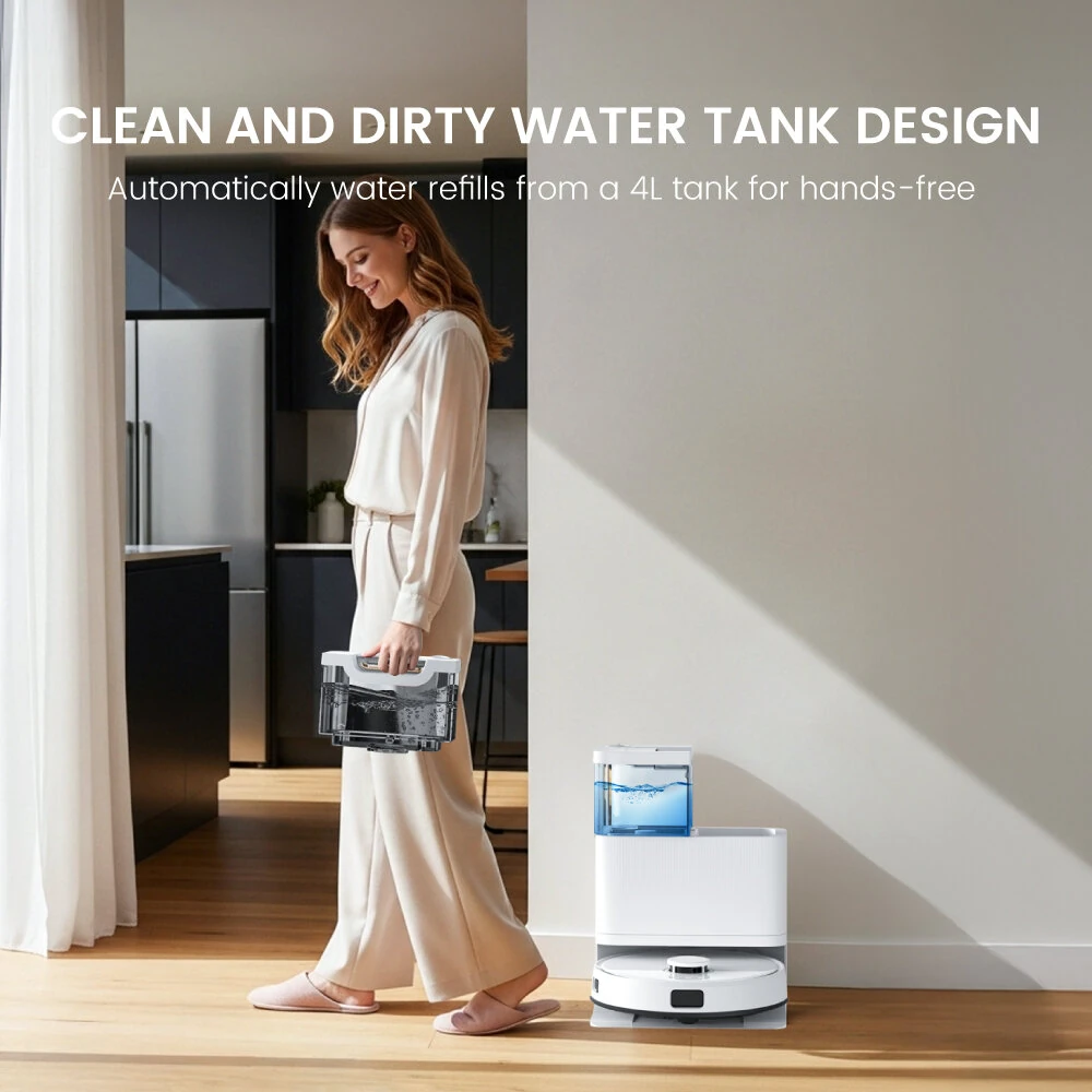 [EU Direct] Teendow D63S ULTRA Robot Vacuum and Mop,10000Pa Suction, Super Suction, Edge Cleaning, Auto Mop Wash & Dry, Self-Emptying