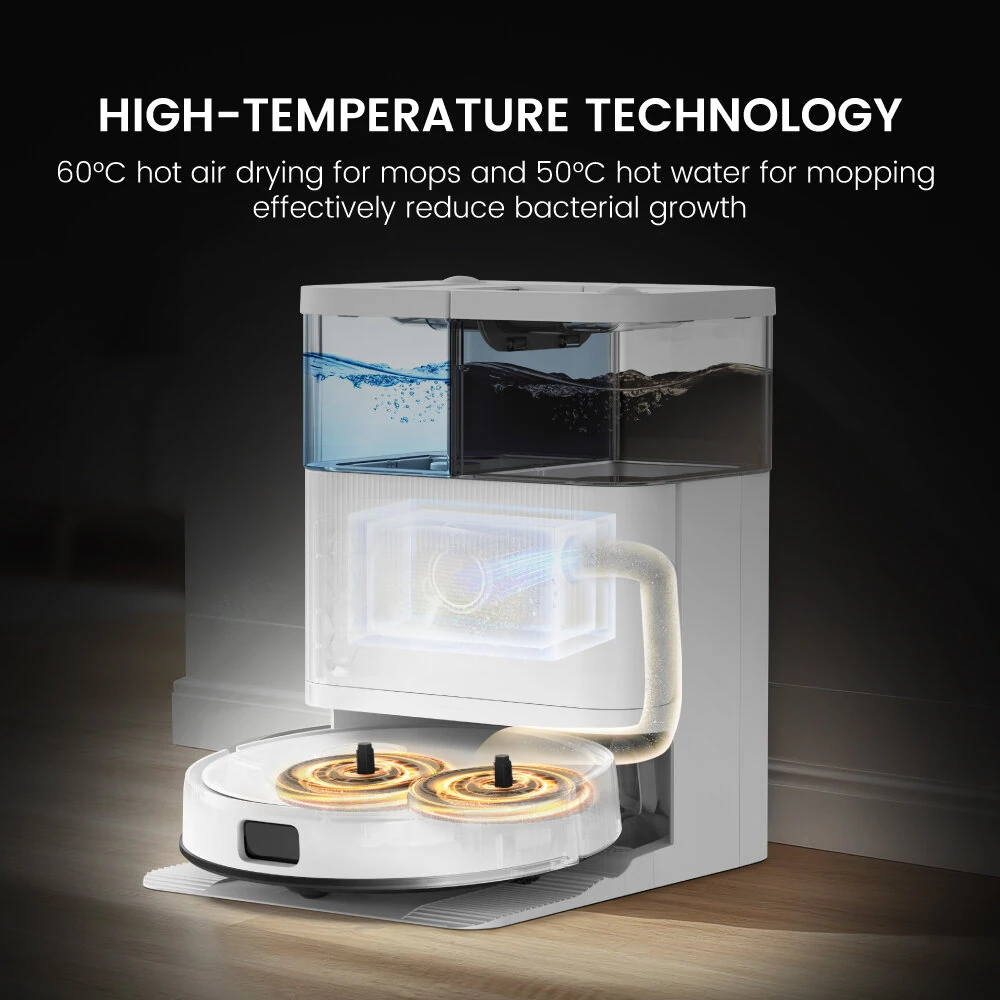 [EU Direct] Teendow D63S ULTRA Robot Vacuum and Mop,10000Pa Suction, Super Suction, Edge Cleaning, Auto Mop Wash & Dry, Self-Emptying