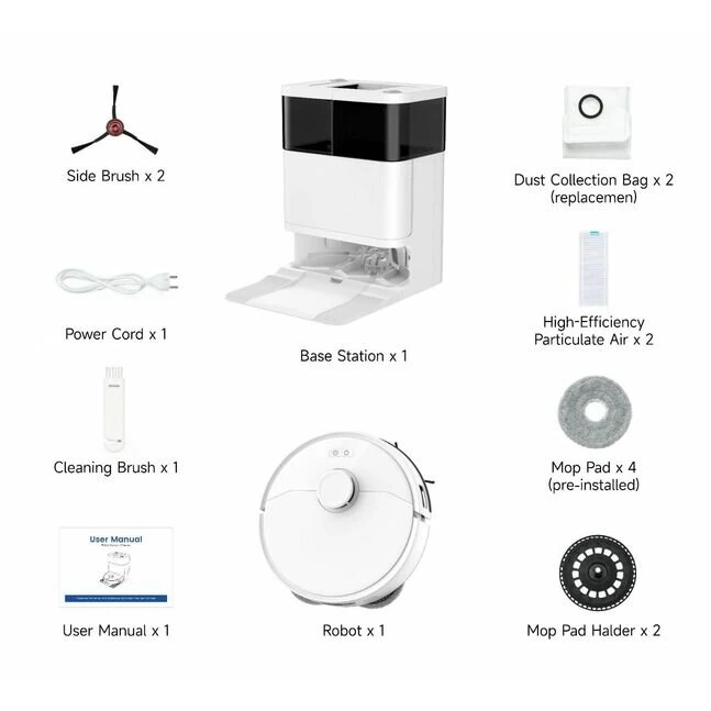 [EU Direct] Teendow D63S ULTRA Robot Vacuum and Mop,10000Pa Suction, Super Suction, Edge Cleaning, Auto Mop Wash & Dry, Self-Emptying