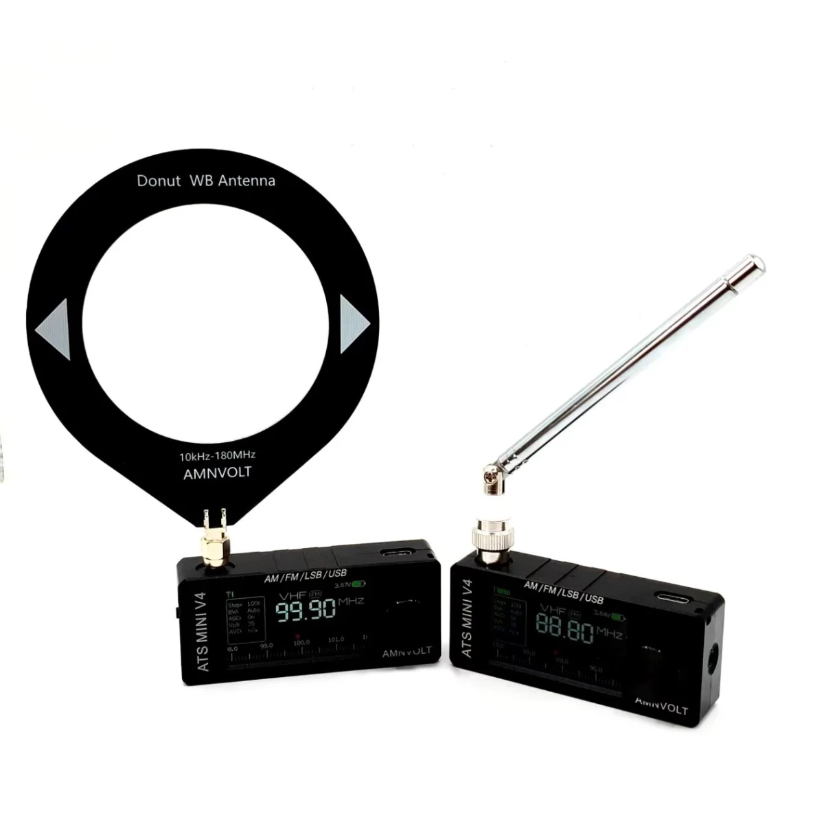 AMNVOLT V3S Upgraded Version V4 ATS Mini SI4732 Radio All Band Receiver CNC Metal DSP AM FM SSB LSB USB Hi-Z Circuit